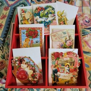 Punch Studio Victorian Look Valentine Cards (7) ~ New ~ Flowers Hearts Cupid Cat